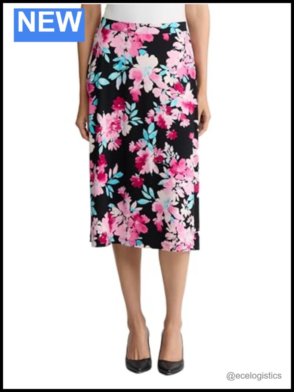 Women's Printed Pull On Jersey Knit Skirt Business Casual